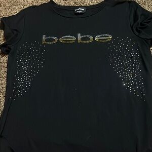 Bebe Graphic Embellished Black Tee